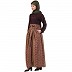 Duel colored skirt style abaya-Brown-printed